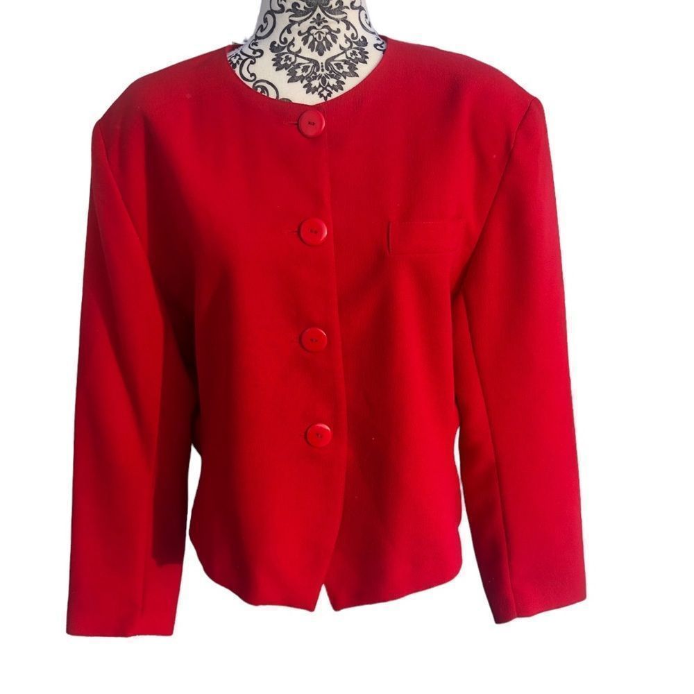 Vintage Marjorie Hamilton red blazer size 16